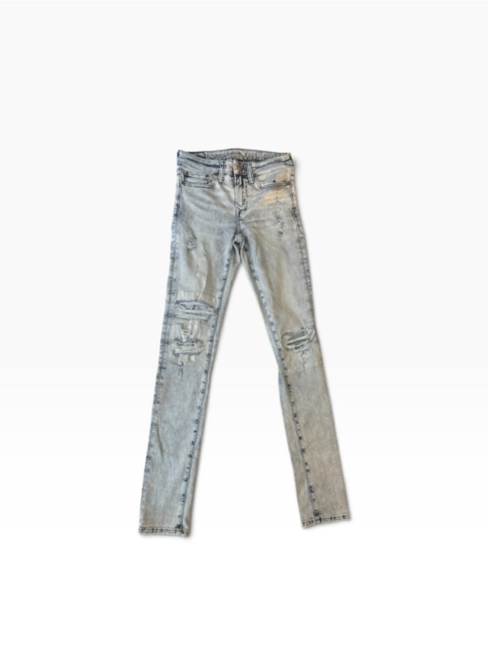 American Eagle Outfitters Light Gray-Blue Skinny Distressed Jeans